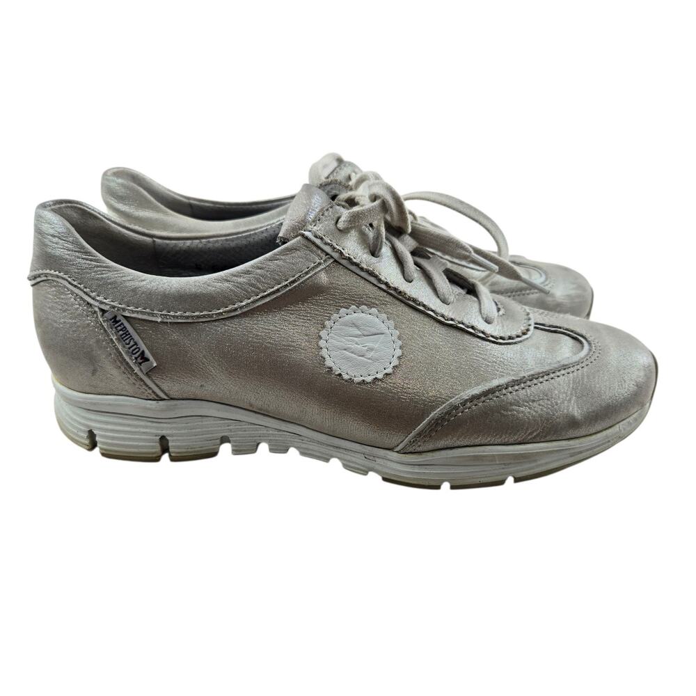 Mephisto Yael Sneakers Womens 6 Light Shimmery Silver Gray Runoff Jet Air System